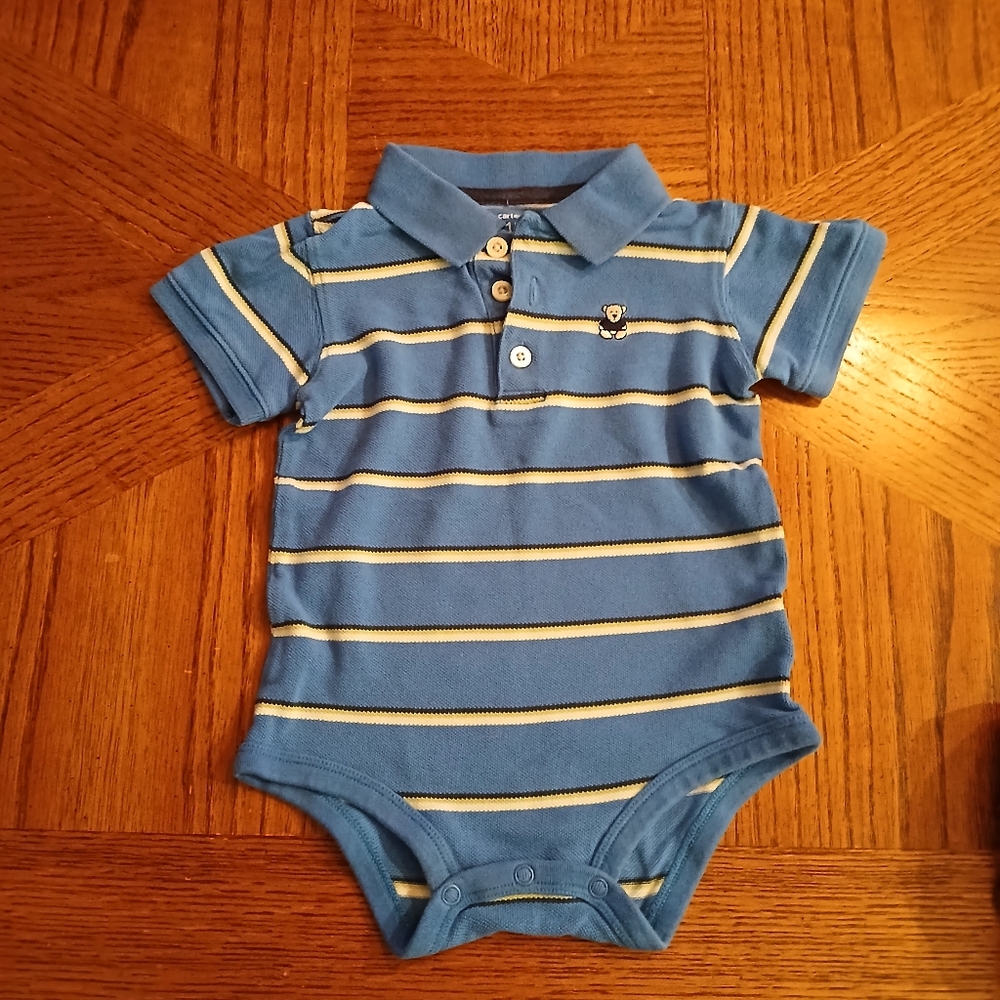 Blue Striped Baby Onesie